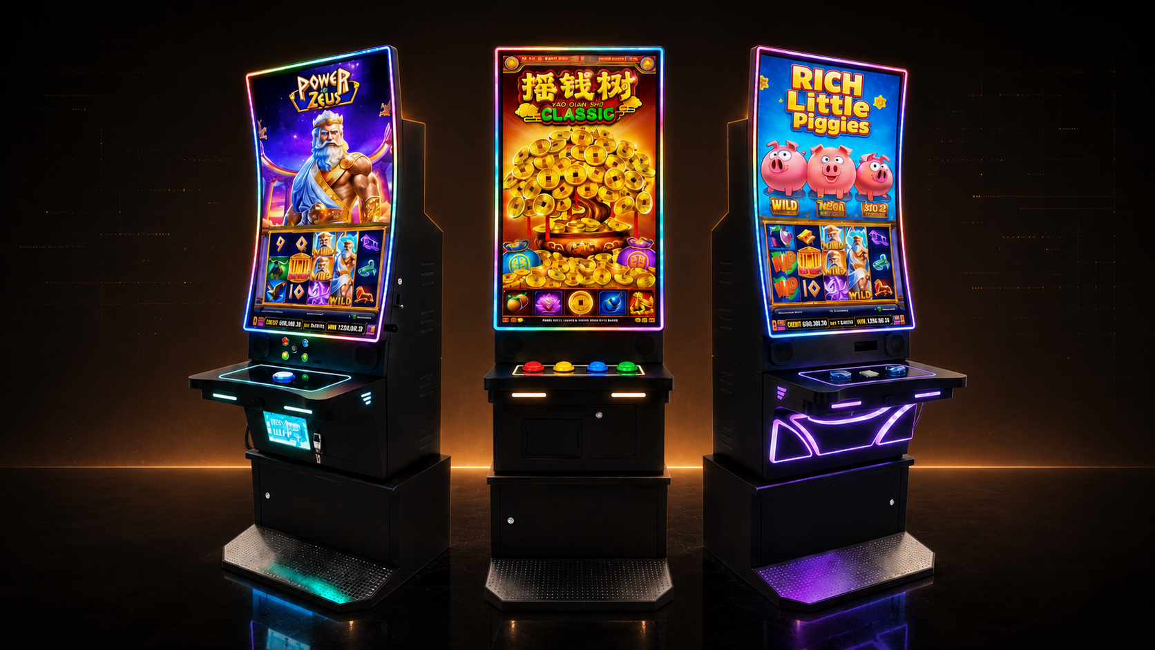 Starcore 43-Inch Gaming Cabinet Lineup — ArcWave, ElitePro, and Fire Phoenix
